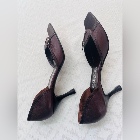 Salvatore Ferragamo Women's Leather Brown Heels Size 8.5B - Picture 4 of 9